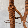 MCM Early 70's Signed Ceramic Pendant Lamp & Planter In Macrame