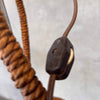 MCM Early 70's Signed Ceramic Pendant Lamp & Planter In Macrame