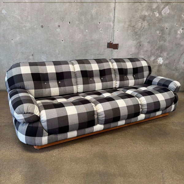 Mid Century Italian Sofa in Wool Plaid