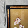 Vintage Gold Cherry Blossom Hand Painted Silk In Frame