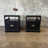 Pair Of Mid Century Ebonized Side Table w/Brass Handles