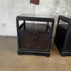 Pair Of Mid Century Ebonized Side Table w/Brass Handles