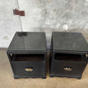Pair Of Mid Century Ebonized Side Table w/Brass Handles