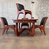 Pulaski 1960s Oceanic Brutalist Five Piece Walnut Dining Set