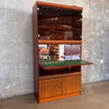 Danish Modern Teak Veneer Desk/Dry Bar/Shelving w/Keys