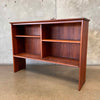 1960s Solid Walnut Hutch Cabinet With Two Shelves & Original Glass Fronts