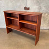 1960s Solid Walnut Hutch Cabinet With Two Shelves & Original Glass Fronts