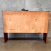 1960s Solid Walnut Hutch Cabinet With Two Shelves & Original Glass Fronts
