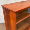 1960s Solid Walnut Hutch Cabinet With Two Shelves & Original Glass Fronts