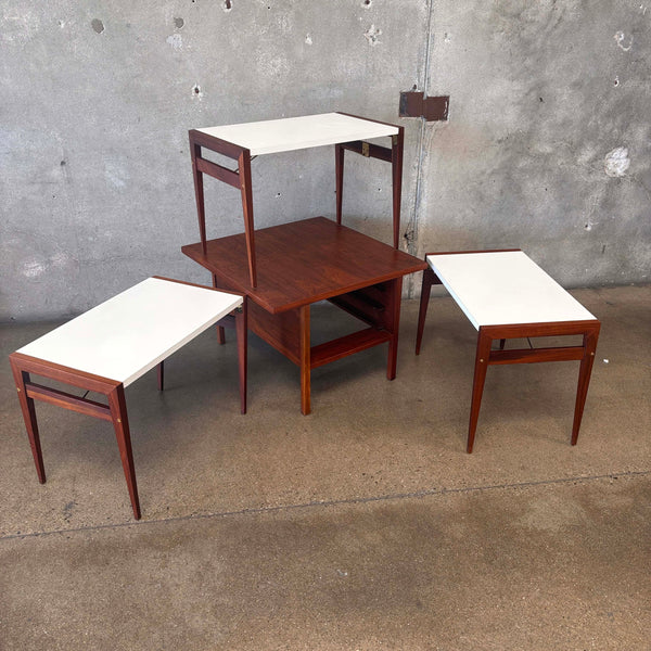 John Keal for Brown Saltman Cocktail Table With Three Pull Out Side Tables