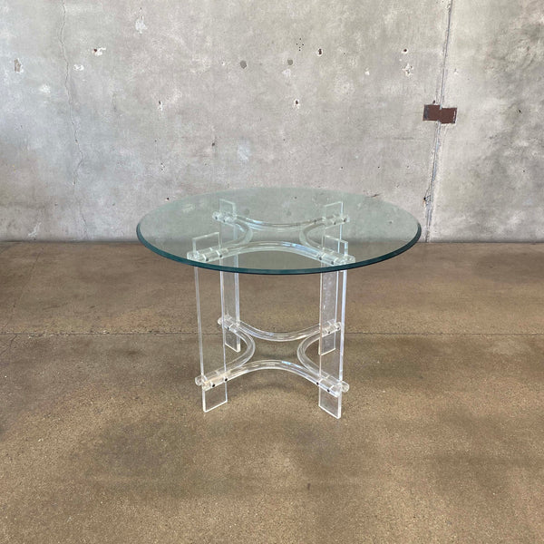 Mid Century Lucite Glass Round Dining Table