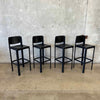 Vintage Set Of Four Matteo Grassi Italian Leather Bar Stools