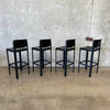 Vintage Set Of Four Matteo Grassi Italian Leather Bar Stools