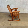 Vintage Arts & Crafts Walnut Rocking Chair w/ Rattan After Frank Lloyd Wright