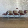 Set of Four 1980s Steelcase Max-Stacker Burgundy Plastic & Chrome Stacking Chairs