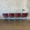 Set of Four 1980s Steelcase Max-Stacker Burgundy Plastic & Chrome Stacking Chairs