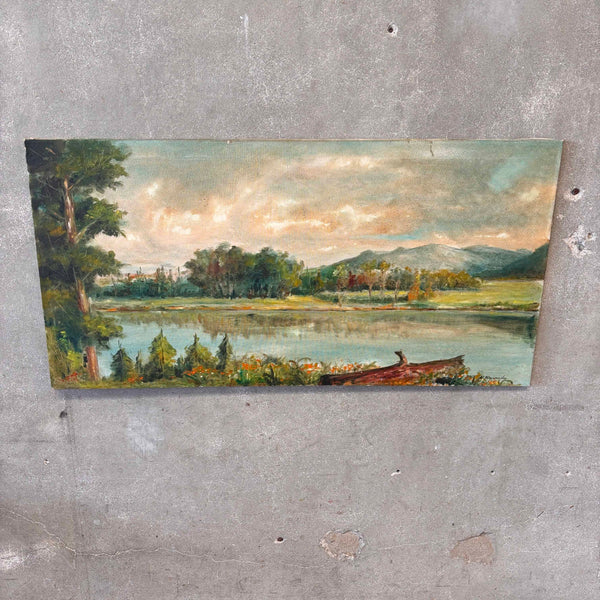 Vintage Landscape Oil Painting On Canvas - Signed