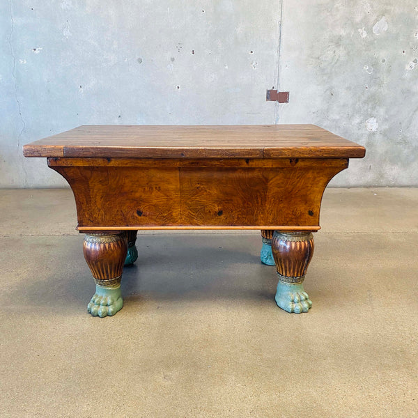 19th Century French Dough Bin Table w/Lion Paw Feet