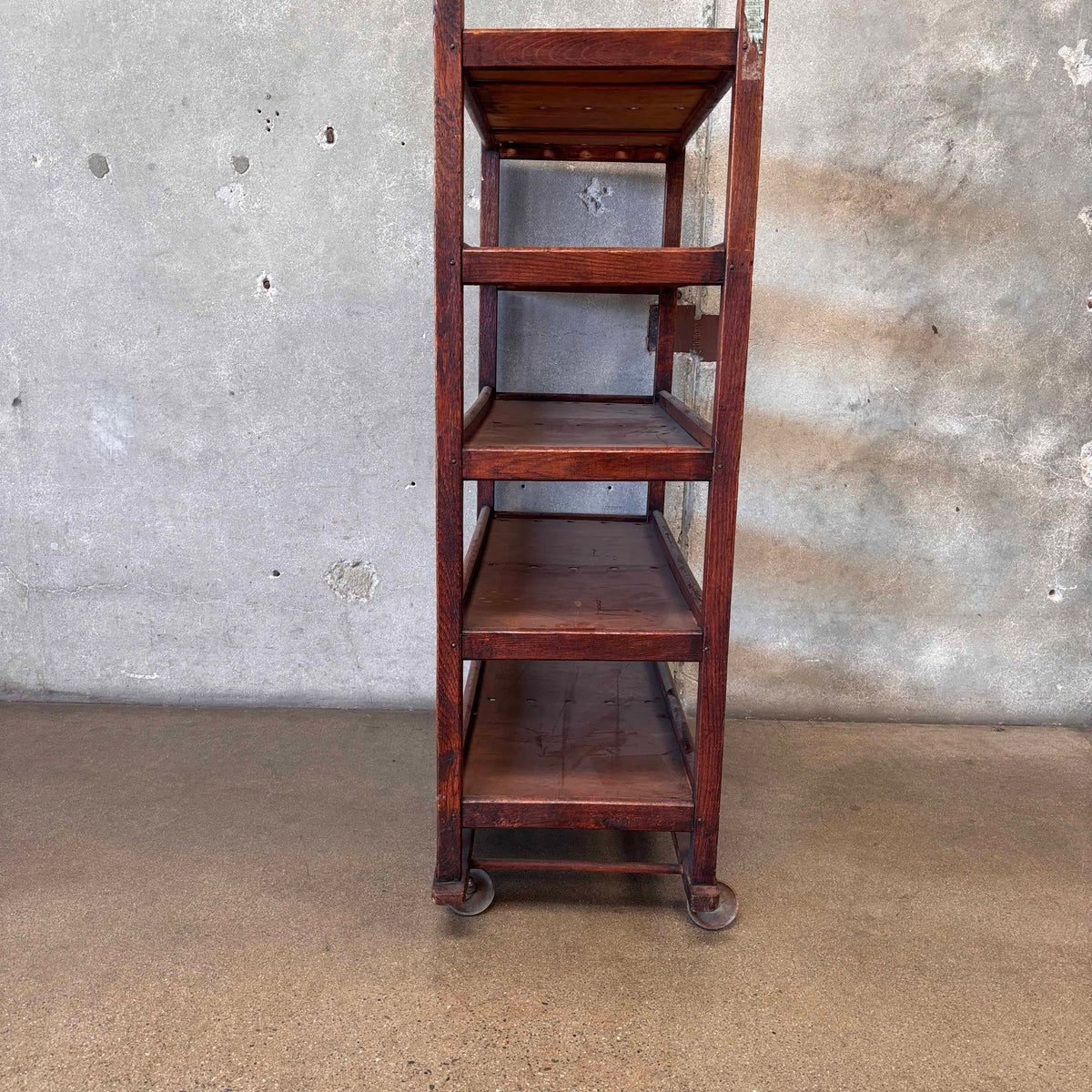 Antique Factory Rolling Shoe Rack