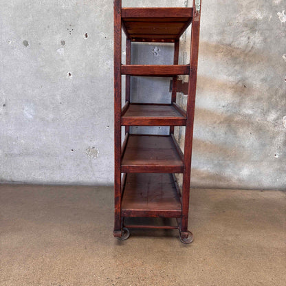 Antique Factory Rolling Shoe Rack