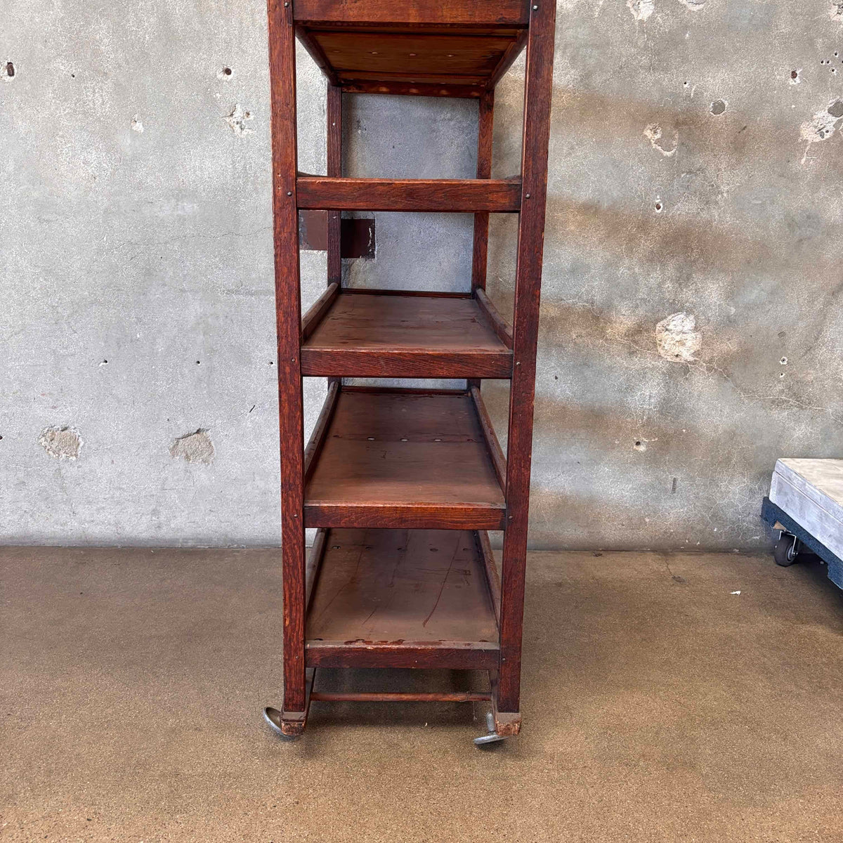Antique Factory Rolling Shoe Rack