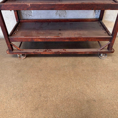 Antique Factory Rolling Shoe Rack