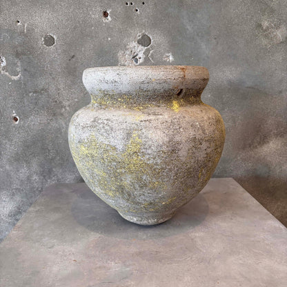 Hillside Pottery Concrete Planter Hanging Pot In Iron Stand