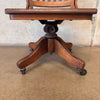 Antique Oak Bankers Chair On Castors