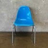 Vintage Mid Century Modern Blue Shell Chair by Techfab