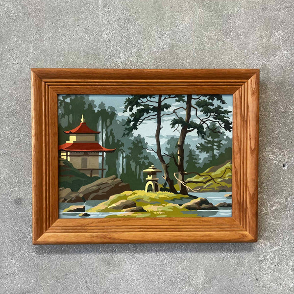 Vintage Mid Century Asian Themed Paint by Numbers Painting