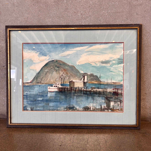 Framed Moro Bay Watercolor - Signed