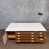 Mid Century Modern Double Sided 14 Drawer 2 Cabinet Coffee Table
