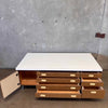 Mid Century Modern Double Sided 14 Drawer 2 Cabinet Coffee Table