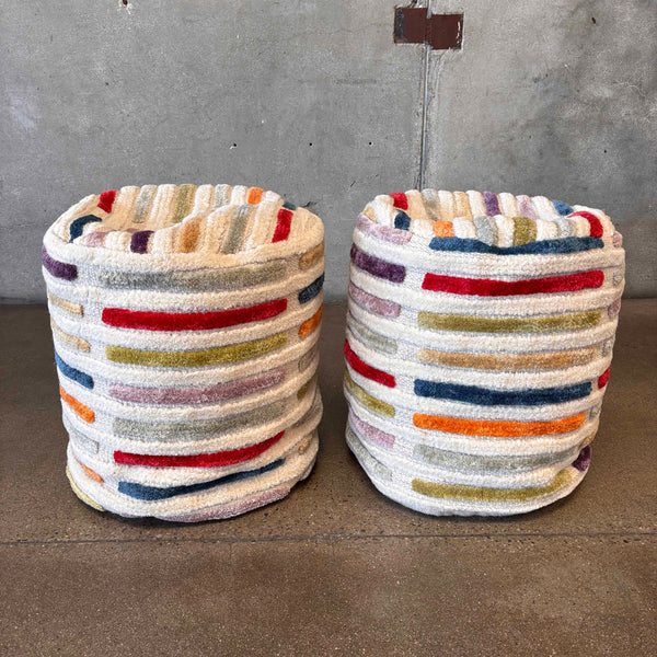 Pair of Khema Five Multi Color Wool Poufs By MAT Living