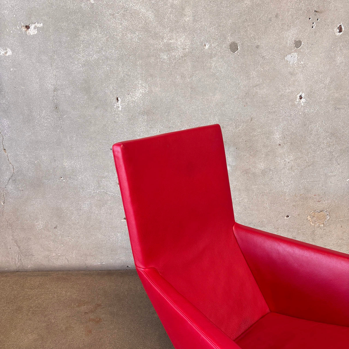 Gerard Berg Red Leather Lounge Chair & Ottoman For Label