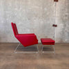 Gerard Berg Red Leather Lounge Chair & Ottoman For Label
