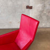 Gerard Berg Red Leather Lounge Chair & Ottoman For Label