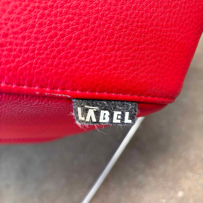Gerard Berg Red Leather Lounge Chair & Ottoman For Label