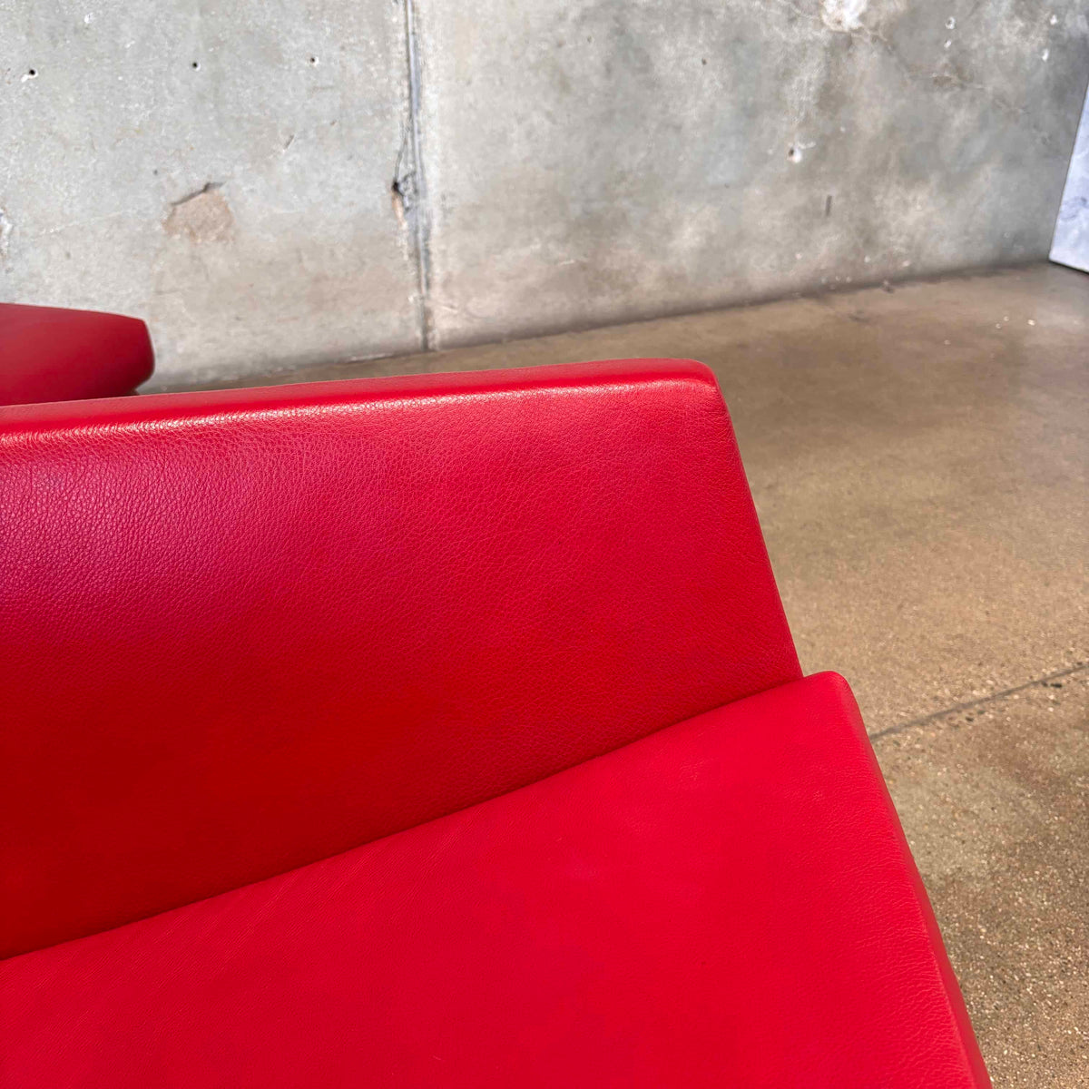 Gerard Berg Red Leather Lounge Chair & Ottoman For Label