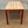 1960s Italian Travertine & Walnut Base & Brass Tip Legs Mid Century End Table