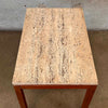 1960s Italian Travertine & Walnut Base & Brass Tip Legs Mid Century End Table