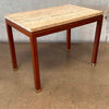 1960s Italian Travertine & Walnut Base & Brass Tip Legs Mid Century End Table