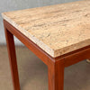1960s Italian Travertine & Walnut Base & Brass Tip Legs Mid Century End Table