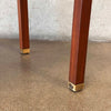1960s Italian Travertine & Walnut Base & Brass Tip Legs Mid Century End Table