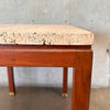 1960s Italian Travertine & Walnut Base & Brass Tip Legs Mid Century End Table