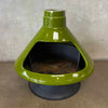 Vintage Mid Century Modern Green Glaze Ceramic Aztec Fireplace