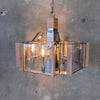 1980s Fredrick Ramond Art Deco Pentagon Beveled Glass Chandelier
