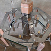 1980s Fredrick Ramond Art Deco Pentagon Beveled Glass Chandelier