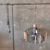 1980s Fredrick Ramond Art Deco Pentagon Beveled Glass Chandelier