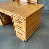 1950s Architects Desk With Hidden Flat File Drawer w/ Key